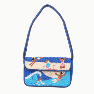 Premium Beaded <b>Beach</b> Shoulder <b>Bags</b> for <b>Women</b>, Girls Evening Purse Cartoon Scene Flap Closure Single Strap Vacation Style - Product Image 1