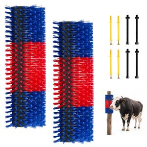 Cepillo rascador para ganado, paquete de 2, poste rascador para cabras con 8 tornillos, 16.9" x 7.5", masajeador para aliviar la picazón en la espalda de vacas - Product Image 1