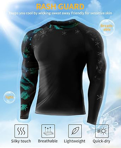 Chemises de bain anti-UV pour hommes UPF 50+ à manches longues, compressives, avec logo sur le devant, séchage rapide, sous-vêtement technique pour Jiu Jitsu BJJ - Product Image 4