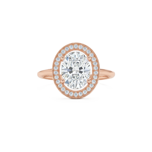 Bague de fiançailles en or massif 14 carats avec halo minimaliste en acier inoxydable, diamant de laboratoire ovale et rond, couleur DEF, clarté VVS-VVS - Product Image 2