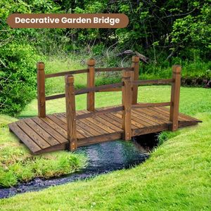 Ponte da Giardino in Legno 1,5 m con Ringhiere di Sicurezza per Paesaggistica e Terrazze - Product Image 1