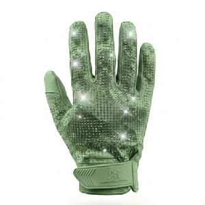 Guantes de Fútbol Americano con Pedrería, Impresos y Adhesivos, Más de 1000 Pedrerías, Color Verde Claro, Venta al Por Mayor - Product Image 1