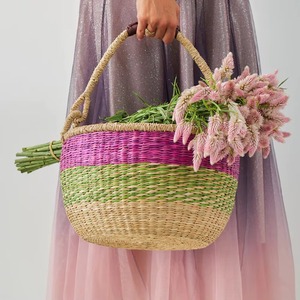 Seagrass <b>basket</b> with one handle custom color Handmade Storage <b>Basket</b> Wholesale eco-friendly Made Viet Nam - Product Image 5