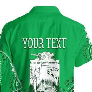 Camisa Hawaiana Personalizada Iota Phi Lambda, Verde Esmeralda, Estampado Dashiki, Manga Corta, Abotonada, Ropa Casual de Verano - Product Image 4