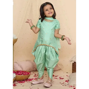 ชุดเลเฮนกาโชลีผ้าไหมสีเขียวมิ้นท์สำหรับเด็กผู้หญิง ชุดทันสมัย น้ำหนักเบา เหมาะสำหรับงานปาร์ตี้ - Product Image 3