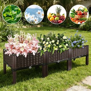 Fioriera Rialzata Autoirrigante Leggera con Finitura Rustica, 3 Opzioni di Dimensione, Contenitore per Piante in Materiale PP - Product Image 1