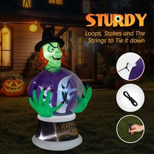 5.9ft Witch and Crystal Ball Inflatable Outdoor Halloween Yard Decorations for Festive Holiday Decorations - Product Image 4