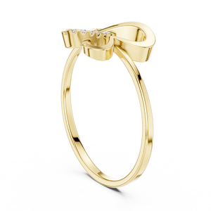 Bague ouverte en or jaune 14 carats avec diamant de laboratoire taille ronde, motif papillon, moins de 1 carat, disponible en or rose, blanc et jaune 10K, 14K, 18K - Product Image 2