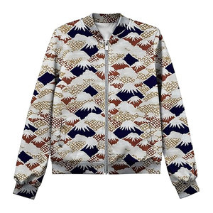 Womens Winter Bomber <b>Jacket</b> with Elegant Floral Print <b>Sheep</b> <b>Skin</b> Detail Woven Fabric Warm Stylish Cold Weather Fashion - Product Image 1