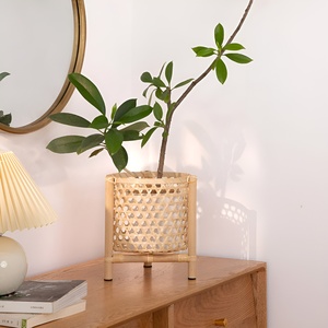 Soporte ajustable para plantas de bambú, cestas para macetas hechas a mano con soportes elevados para plantas verdes. - Product Image 6