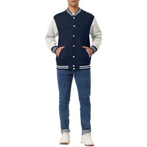 Veste universitaire pour hommes mélangée Letterman College Varsity Jackets Vêtements coupe-vent personnalisés Bleu Casual Plain Waterproof Custom Color - Product Image 4
