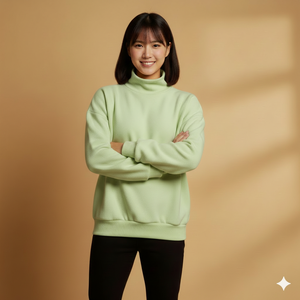 Women's Oversized Mockneck Casual Pullover <b>Top</b> Soft Feel <b>Long</b> <b>Sleeve</b> Fashion Piece for Daily Wear Collection - Product Image 2