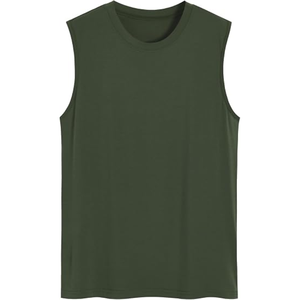 <b>Men</b>’s Bamboo Viscose Sleep Tank Top, Sleeveless <b>Pajama</b> Shirt, Lightweight Breathable Loungewear Top for Nightwear - Product Image 4