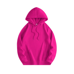 Sweat à capuche en polaire rose épais, personnalisé, coupe oversize, style streetwear, unisexe, uni, pour l'hiver, décontracté - Product Image 1