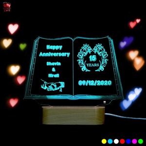 Eco Friendly 3D Illusion Multi Color Acrylic LED <b>Lamp</b> with Open Book Design Decorative Night Light For Room Home Office For Sale - Product Image 1