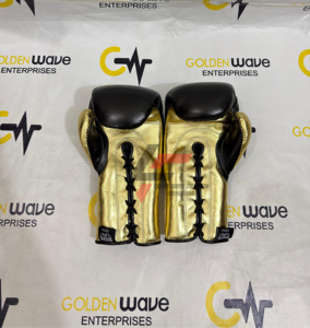 Gants de combat professionnels en cuir véritable avec fermeture à lacets – Sans boxe, pas de vie – Gants de boxe respirants, robustes et universels - Product Image 5