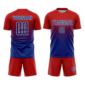 Professional Custom Soccer Kit Full Sublimation Red Blue Gradient Football Jersey Set Moisture Wicking <b>Athletic</b> Training Wear - Product Image 1