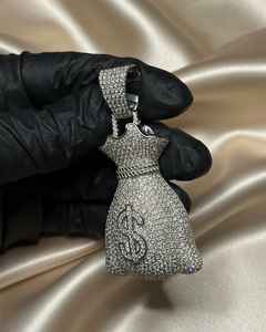 Colgante de Lujo VVS Moissanite de Plata Esterlina 925 con Diseño de Bolsa de Dinero, Pasa la Prueba del Diamante, Joyería Hip Hop Iced Out Bling - Product Image 6