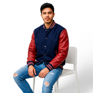 Fabricant de vestes universitaires en cuir sur mesure, corps en laine, streetwear, style Letterman, vente en gros, fournisseur de vêtements à marque privée - Product Image 1