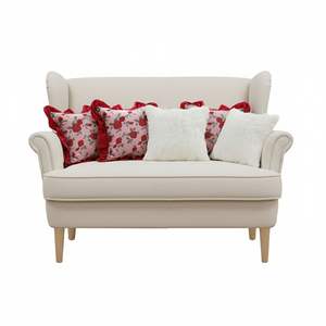 Set di 5 Federe Eleganti SOGA con Motivo Floreale Rosa Bordeaux, Volant Bordeaux e Coperture Texturizzate Bianche - Product Image 1