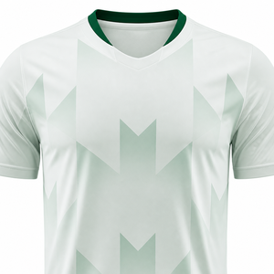 Men's White Green Soccer Jersey Set V-Neck Short Sleeve Geometric Print Moisture Wicking Polyester Uniform All Seasons Athletic - Product Image 5