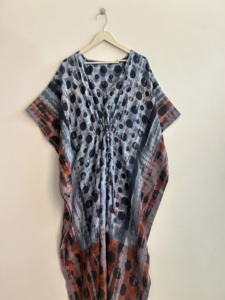 Lot Of Vintage Soft Crepe Silk Tie and Dye <b>Kaftan</b> <b>Dress</b> Women Maxi Lounge Wear <b>Dress</b> - Product Image 4