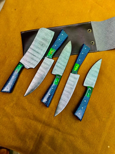 Ensemble de couteaux de cuisine en acier Damas de qualité supérieure, fabriqués à la main, manche en résine, fabricant OEM en gros - Product Image 5
