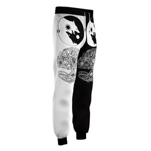 Men's Printed Sweatpants Black <b>White</b> Yin Yang Pattern Elastic Waist Casual <b>Joggers</b> Sublimation Design Midweight Cotton Pants - Product Image 1