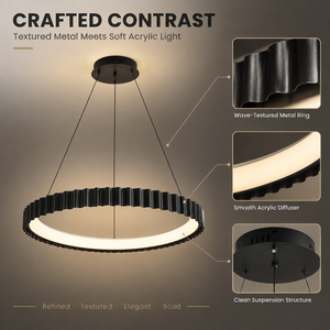 Suspension LED moderne minimaliste en métal noir et acrylique 29W avec télécommande et gradation progressive pour chambre à coucher - Product Image 4