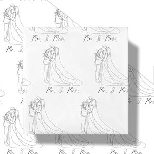 Elegante Rollo de Papel de Regalo para Boda, Diseño Romántico con Texto de Mr. y Mrs. para Parejas, Papel de Embalaje para Novios - Product Image 2