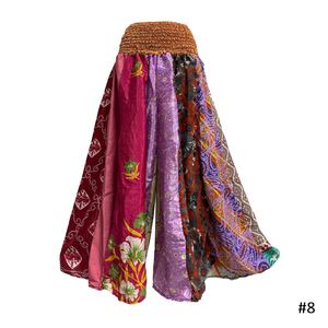Silk Layer Palazzo Pants Wide Leg High Waist Drawstring Closure Eco-Friendly <b>Patchwork</b> Boho Hippie Summer Maxi <b>Skirt</b> Women Funky - Product Image 1