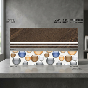 Baldosas de porcelana para escalones de 1000x300mm y 1000x200mm, 20mm de grosor, acabado mate antideslizante, tipo ladrillo refractario, para escalones de exterior y pasillos modernos. - Product Image 2