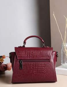 Genuine <b>Leather</b> Maroon Classic <b>Satchel</b> Office Work Shoulder Bag Elegant Handmade Detachable Strap 3L Capacity - Product Image 5