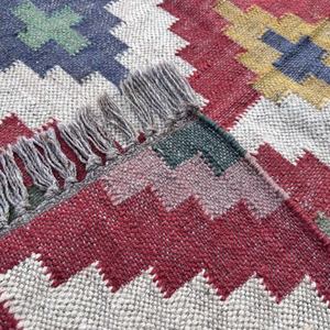 Juego de alfombras Kilim Dhurrie de yute y lana con textura natural de 180x270 para el calor del dormitorio o la comodidad de la sala de estar - Product Image 6