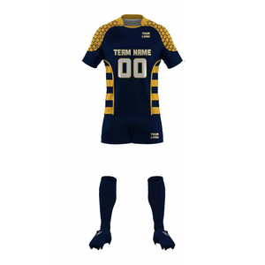 ชุดเสื้อฟุตบอลแบบซับลิเมชั่นสีกรมท่าเหลือง แขนสั้น ระบายเหงื่อได้ดี กางเกงขาสั้นเอวยางยืด สำหรับผู้ชายทุกวัย ทุกฤดูกาล - Product Image 3