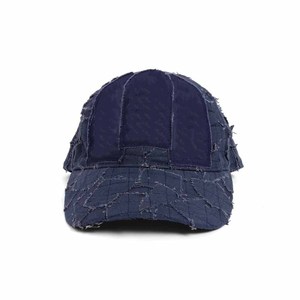 Distressed Denim Baseball Cap Unisex 6-Panel Vintage Casual Hat Adjustable Back Closure Solid Color Spring Summer Wear - Product Image 1