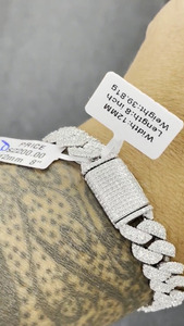 Pulsera de Moda Unisex Personalizada de Plata de Ley 925 con Diamantes, Estilo Hip Hop Cubano, Tono Blanco, 12 mm, 7.5 Pulgadas, Certificada por IGI - Product Image 5