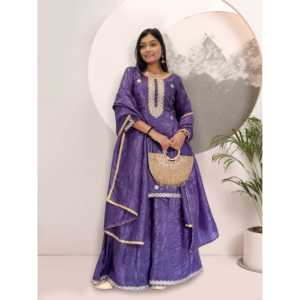 Magnifique ensemble élégant pour soirée, haut et bas avec dupatta, taille XL - Product Image 3