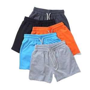 Shorts décontractés en coton pour hommes avec cordon de serrage, couleur unie, respirants, tricotés, taille mi-haute, gris, bleu, orange, noir, marine - Product Image 1