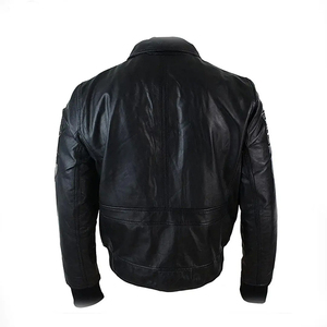 Blousons Bomber Homme 2026 en Cuir Véritable Noir Imperméables et Respirants avec Motifs Patchwork, Col Rabattable et Fermeture Éclair – Style Moto Biker - Product Image 2