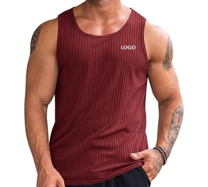 Ribbed Plus Size Men's Tank Top Sleeveless Cotton Workout <b>Vest</b> Fitness Gym Training Shirt - Product Image 3