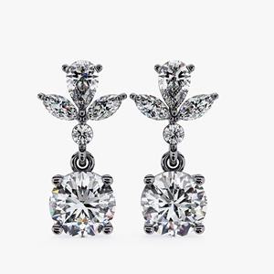 Pendientes Colgantes de Oro de 14K con Diamantes Cultivados en Laboratorio, Forma Marquesa, Joyería Elegante, Regalo para Mujer, para Fiestas y Eventos - Product Image 4