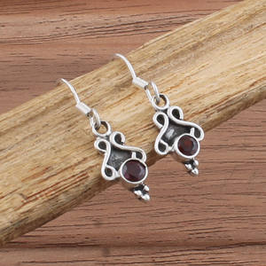 Boucles d'oreilles pendantes en grenat rouge naturel en gros, argent sterling 925, pierres précieuses artisanales, boucles d'oreilles pendantes pour mariage de janvier - Product Image 3
