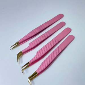 High Quality Stainless Steel Anti-Magnetic Durable Silver Diamond Grip Tweezers <b>Set</b> for Volume Eyelash Extension Eye - Product Image 5