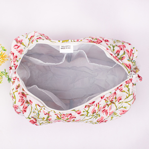 Wholesale Eco-Friendly Luxury Cotton <b>Makeup</b> Bag Zipper Block Printed Design Large Capacity Storage for Cosmetic Accessories - Product Image 5