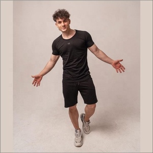 Conjunto Deportivo para Hombre, Estilo Urbano, Cuello Redondo, Manga Corta, Casual, Ligero, Transpirable, Corte Regular - Product Image 3