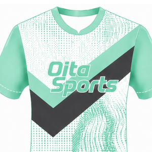 Mint Green <b>White</b> <b>Black</b> Short Sleeve Rugby Jersey Crew Neck Graphic Athletic Performance Team Sportswear Training Match Rugby - Product Image 3