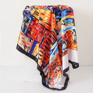 Foulard Carré de Luxe en Soie pour Femme, Châle, Écharpe, Bandana en Satin, Hijab, Imprimé Cachemire 90x90cm, Doux pour la Peau - Product Image 5