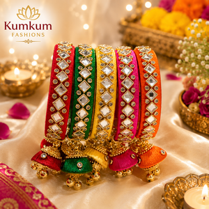 Brazalete Tradicional de Moda Hecho a Mano con Hilo de Seda Multicolor y Kundan, Ajustable, para Mujer, Regalo para Diwali, Bodas, Año Nuevo Chino - Product Image 1