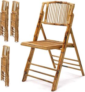 Bamboo Folding <b>Chair</b> Rustic Slat Back Portable Natural Seating for Indoor Outdoor Patio Event Living Space Wholesale - Product Image 3